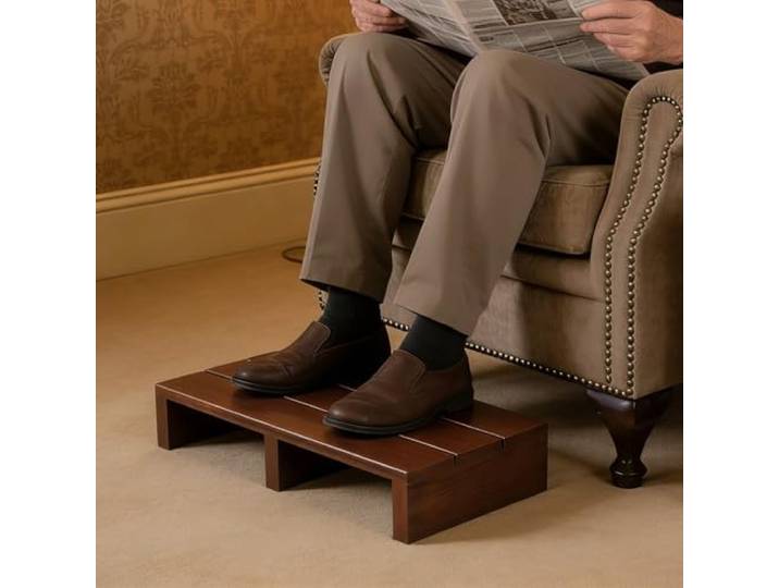 Pounjsd Einstufiger Hocker für Erwachsene, Holz-Tritthocker für Hochbetten, Langer Fußhocker, Massivholz, hölzerner Tritthocker 11CM für Erwachsene und Senioren mit Rutschfester Gummiauflage