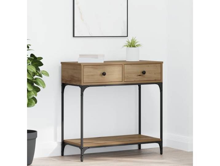 HEFZGDB Konsolentisch Eiche 75x34.5x75 cm Holzwerkstoff Beistelltisch mit Stauraum für Wohnzimmer und Flur, modernes Design, langlebig, praktisch