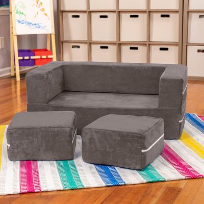 Jaxx Bean Bags Jaxx Zipline Modular Kids Loveseat with Ottomans