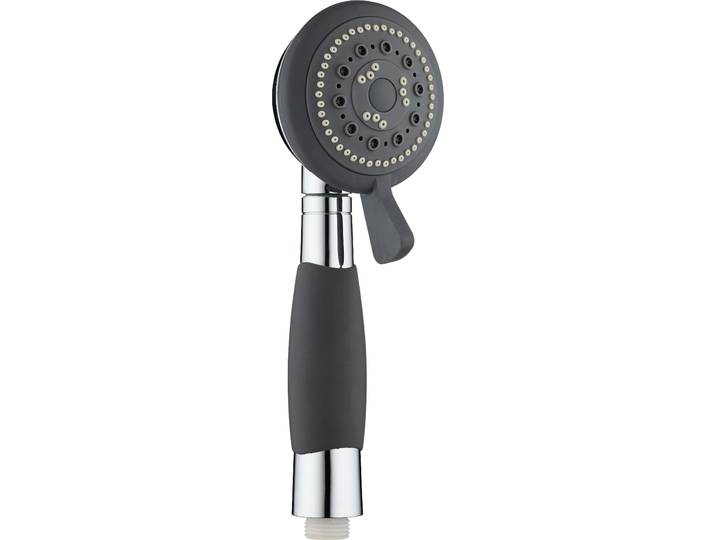 SCHÜTTE Handbrause VITAL, Wellness Duschkopf mit 4 Strahlarten, Brausekopf mit rutschfestem Griff, Duschbrause, Brause Chrom/Schwarz