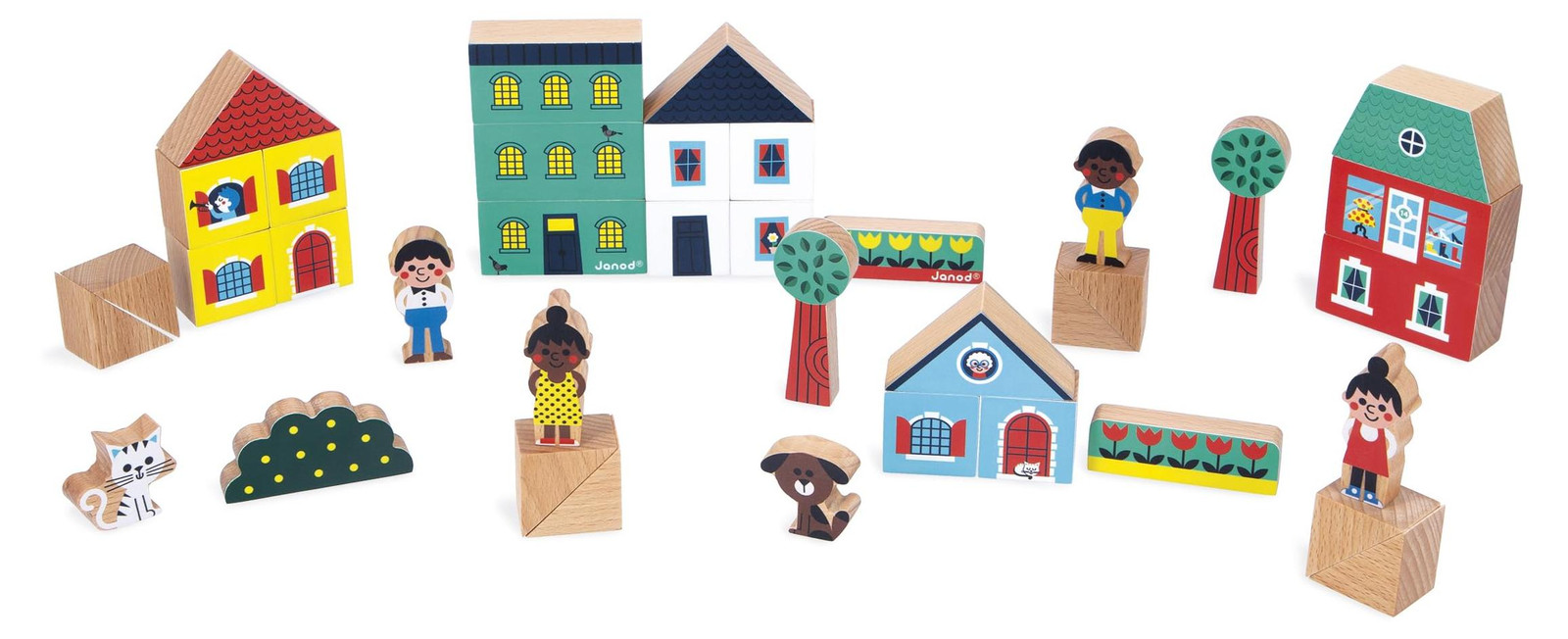 Janod Bouwblokken Stad - Houten speelgoed bouwpakket voor kinderen