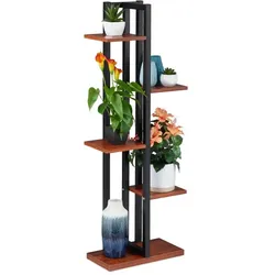Relaxdays Pflanzenregal mit 5 Ablagen Braun,Schwarz