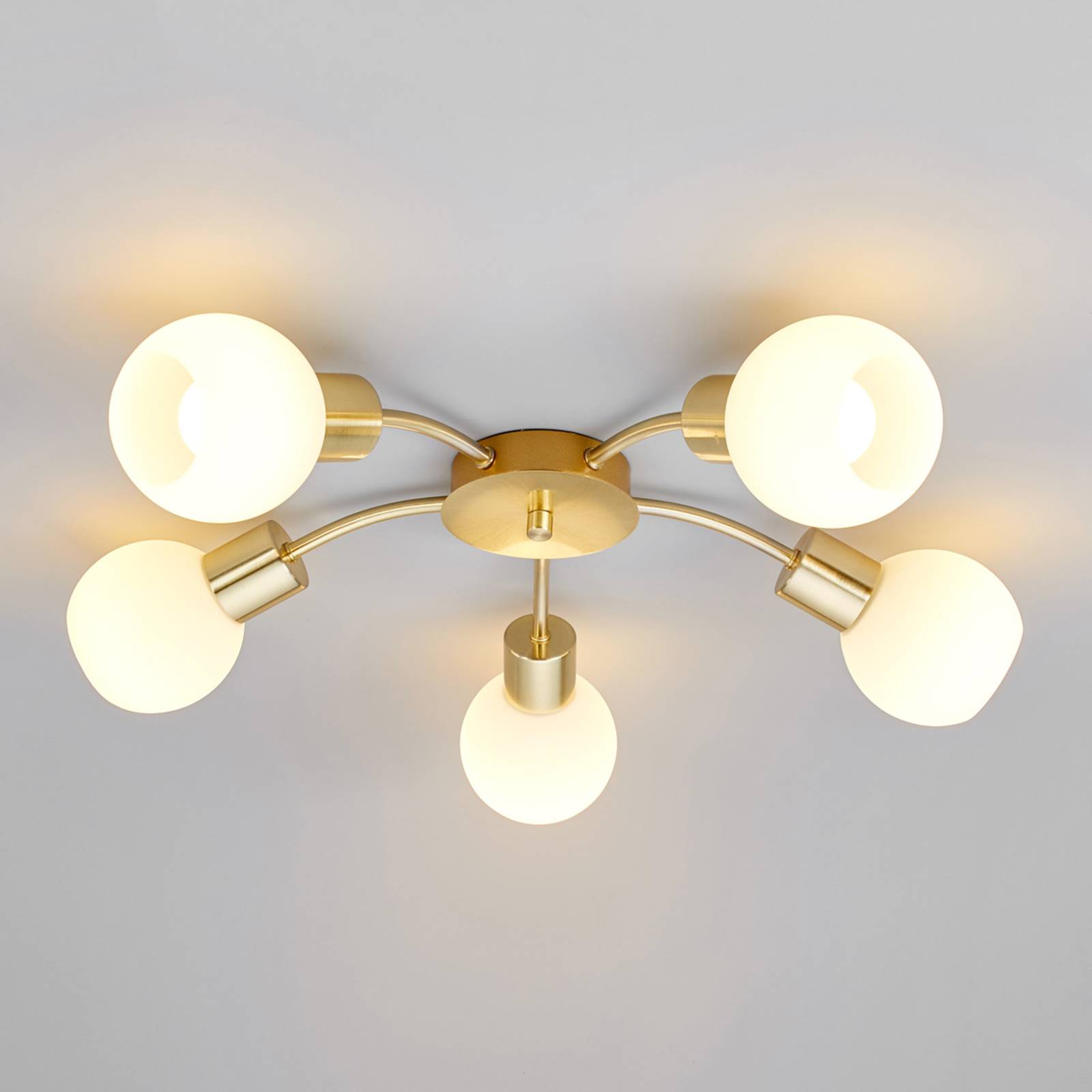 Ceiling Light ELAINA Lindby, dimmable, Brass / gold, Living / Dining Room, metal, Modern, Ceiling Light