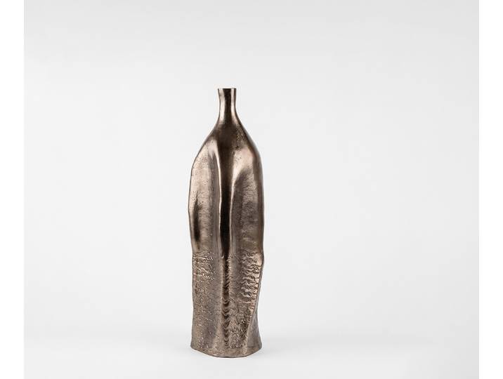 Vase Norevo B15 x T15 x H51 cm Aluminium Mokka Bronze Gegossen, Wohnaccessoires