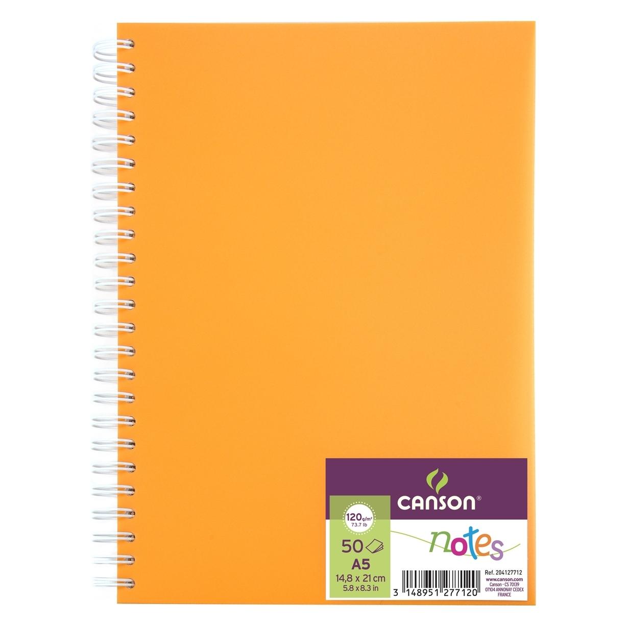 Magni CANSON Notes Notizbuch Spiralbindung, DIN A5, 50 Blatt, 120 g/m², Orange (A5) (32835059)