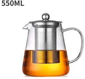 Inspired Living Heat Resistant Borosilicate Glass Teapot With Infuser And Stainless Steel Tea Strainer 550ml