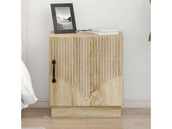 YUTAASU Nachttisch 2er Set Sonoma-Eiche 43x34,5x47 cm Holzwerkstoff 90-Grad-Tür, Metallgriffe, Vielseitig als Beistelltisch, Pflegeleicht