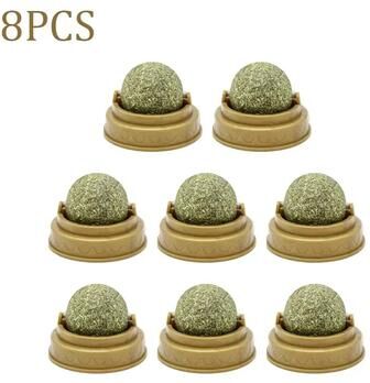 Inspired Finds Natural Edible Catnip Ball Toys For Teeth Cleaning, Play & Enrichment rotating Mint 8pcs