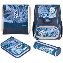 Herlitz Loop Plus TechMech Schulranzen-Set Junge Polyester Blau, Orange