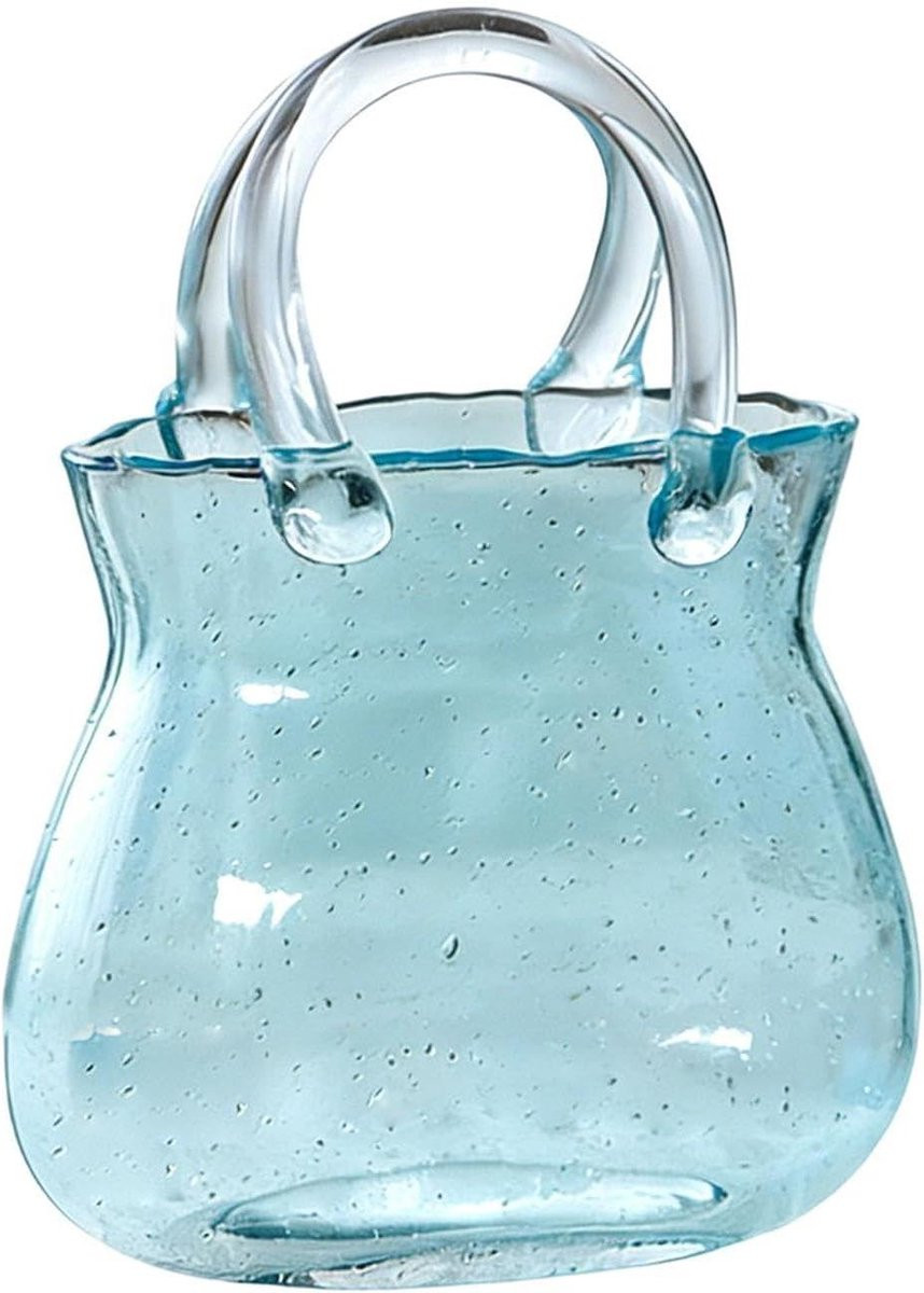 Blauwe decoratieve glazen vaas met handtas design, Hoogte: 185 cm