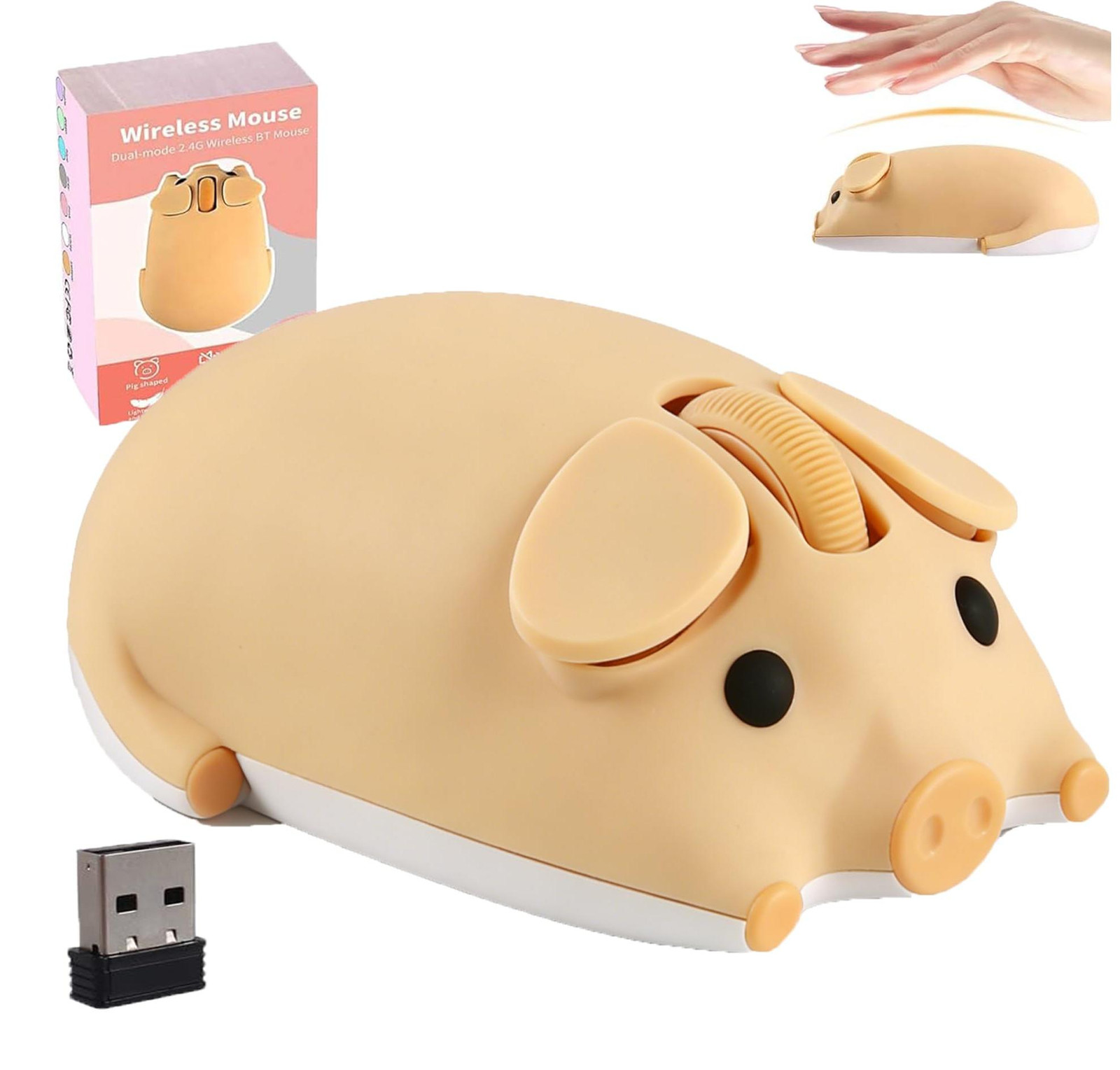KeautFair Draadloze Muis - Schattige Varkensvorm - Dual-modus - Stil - 1200 DPI