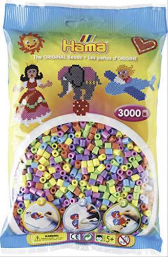 Vedes HAMA Bügelperlen Midi - Pastell Mix 3000 Perlen (6 Farben) 201-50