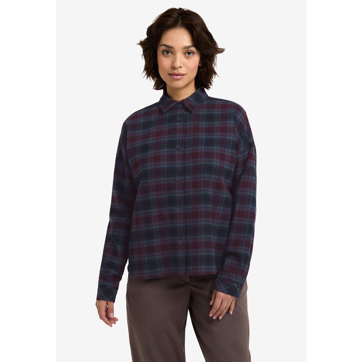 Jack Wolfskin Baja Flannel Shirt W check dark navy (T0003) XS A65077_T0003_A04