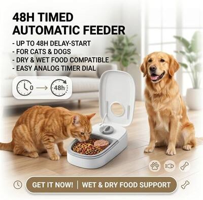 Uplift Essentials Single Tray Timed Wet Food Feeder With Cooling Chamber Single Tray Timed Wet Food Feeder With Cooling Chamber