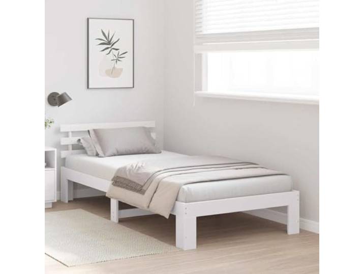 KTHLBRH Bettgestell Kiefer massiv 90 x 200 cm weiß Minimalistisches Design, stabil und sicher, geeignet für moderne Zimmer