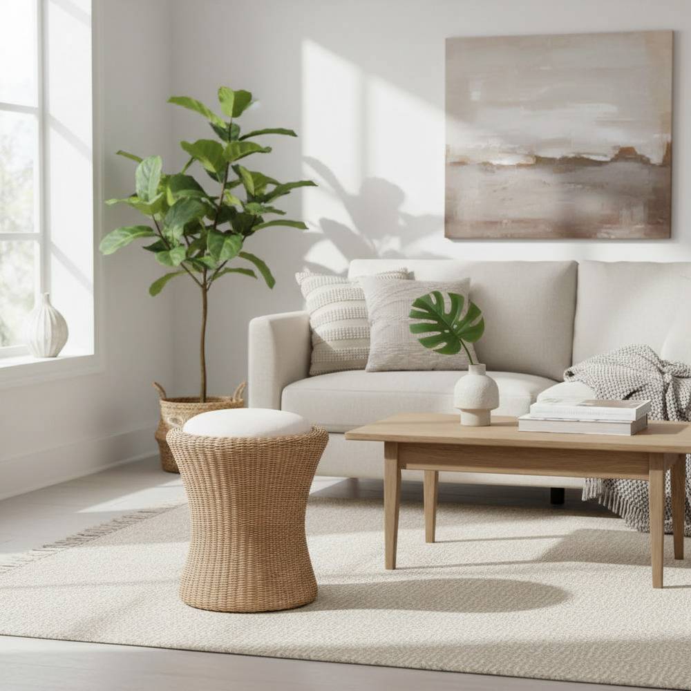 Pharao24.de Rattan Hocker mit Stauraum Sitzkissen