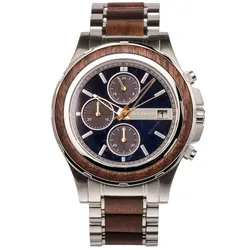 Holzkern Herren-Chronograph Solar Koh Mak Walnuss/Marmor
