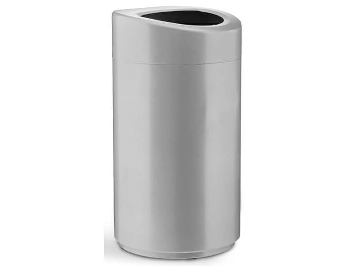Safco Moderner Abfalleimer mit offenem Deckel, langlebiger und durchstoßfester Edelstahl, 45 l, silberfarben