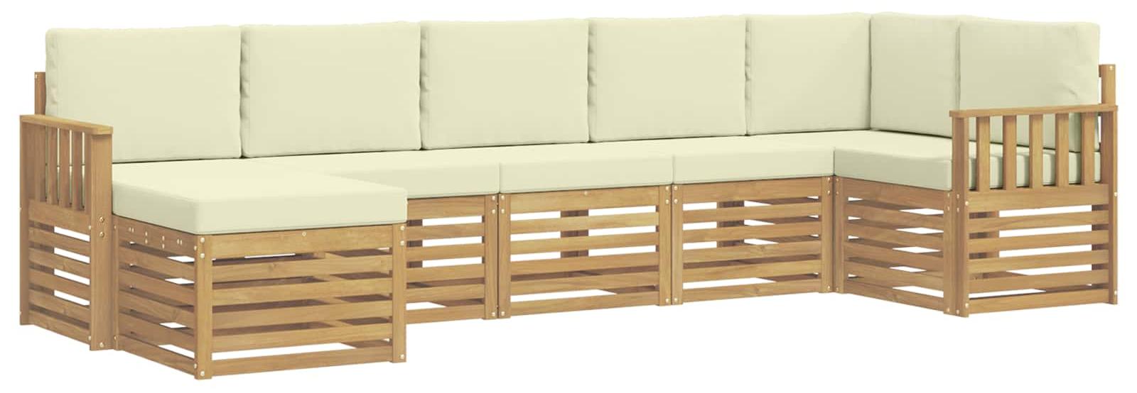 Outdoor-Sofagarnitur 7 stk. Weiß und Creme