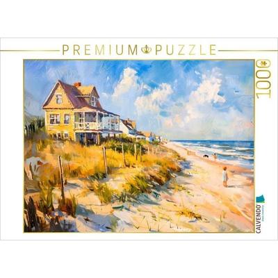 CALVENDO Puzzle Impressionistisches Haus am Meer mit Licht, Wellen und ruhiger Atmosphäre | 1000 Teile Lege-Größe 64 × 48 cm Foto-Puzzle für
