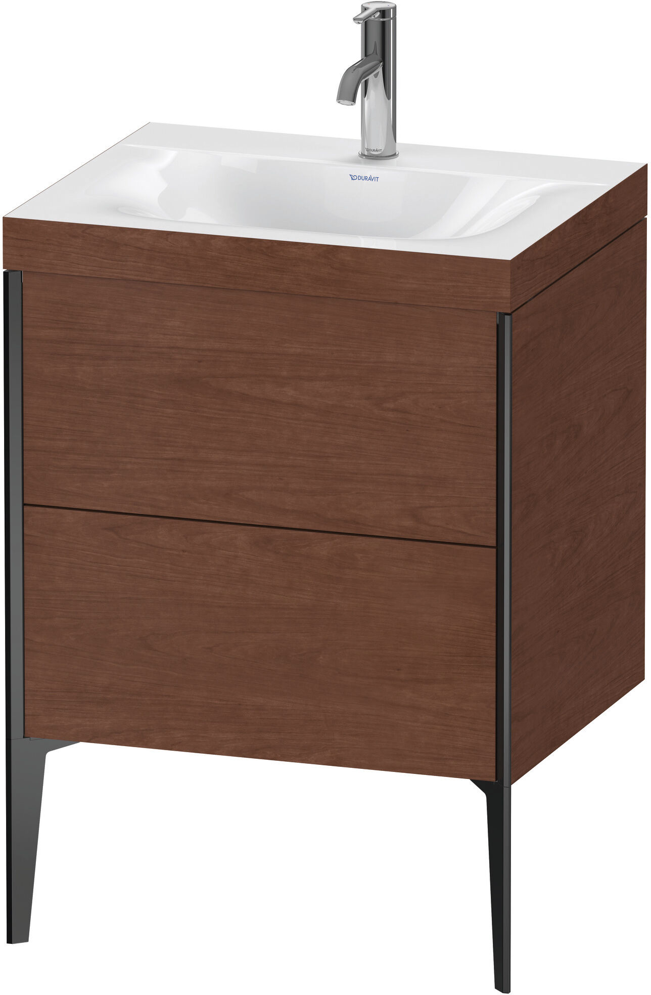 Duravit XViu Table de toilette XV4709OB213C 60x48cm, 2 2000 - out, Match2 trou de coulée, noir mat, Cadres C, Noyer d' Amérique