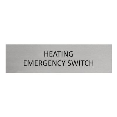 CombiCraft Aluminium Türschild Heating Emergency Switch 165x45mm mit 3M-Tape zur Befestigung, einfache Kennzeichnung von Räumen und Bereichen
