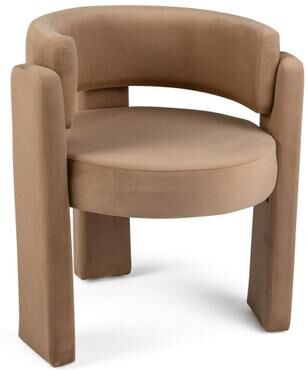 Costway Comfy Upholstered Armchair Modern Velvet Barrel Accent Chair-Khaki