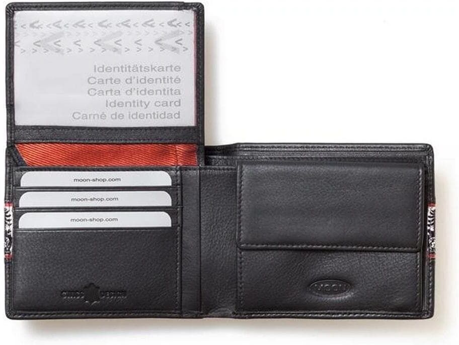 Geldbörse "creanorm Portemonnaie Echtleder, Scherenschnitt", Herren, schwarz, Rindsleder, Kleinlederwaren Geldbörse, Elegantes Leder-Portemonnaie mit Scherenschnitt schwarz Einheitsgröße