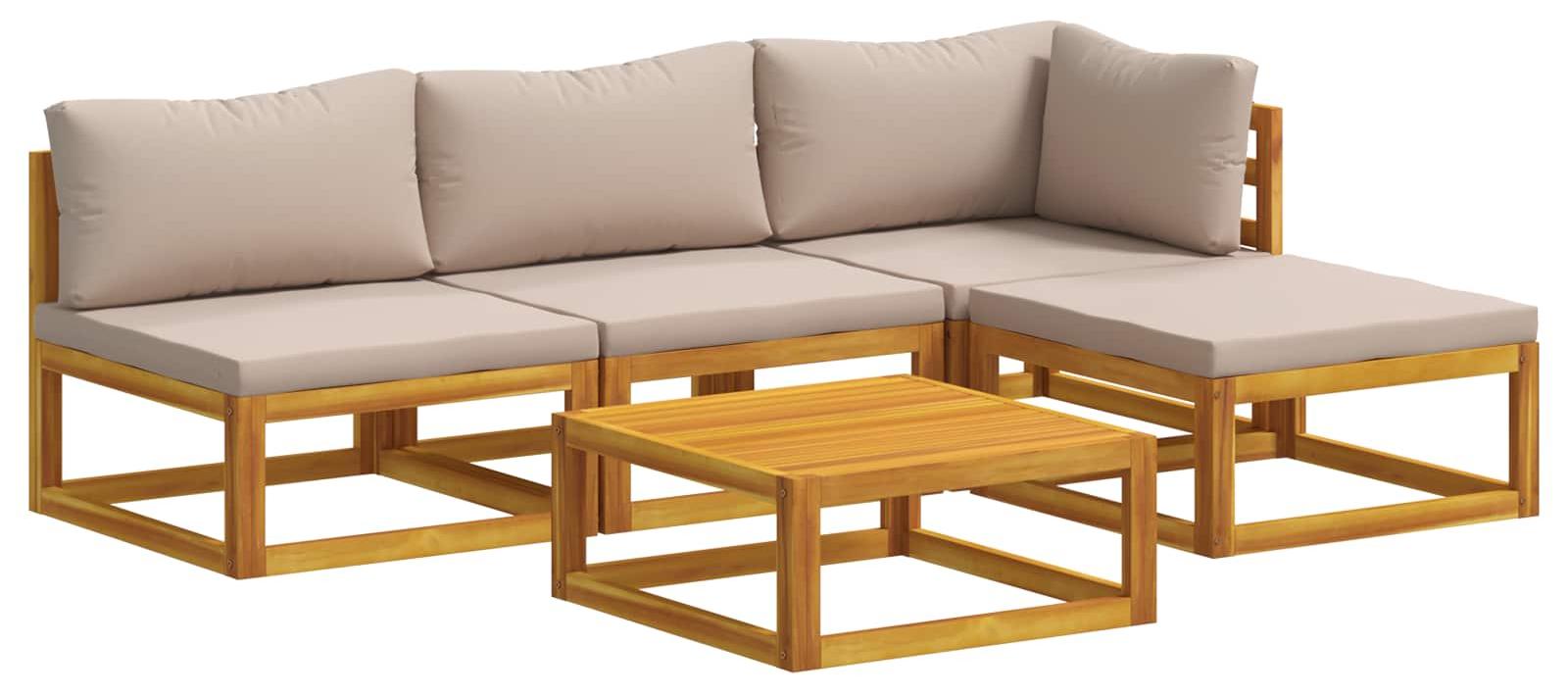 Sofa-Set 5 stk. Natur Massivholz Akazie