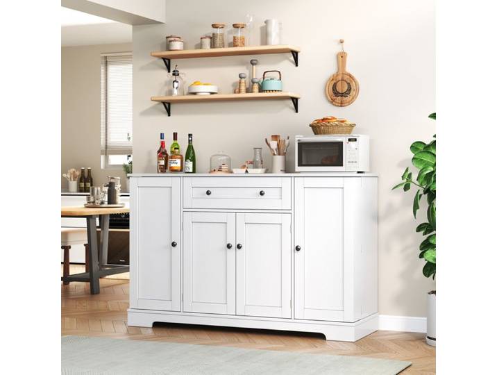 Buffet de cuisine VIVRYN Buffet bas 138 x 40 x 85 cm 1 tiroir 4 portes MDF Blanc