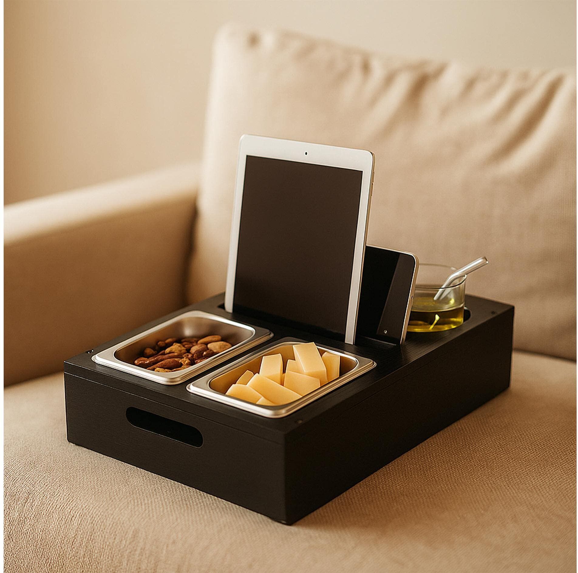 relaxdays "mit Snackschalen" hellbraun, schwarz, silber B/L: 40cm