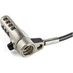 StarTech 3-in-1-Universal Laptopschloss mit Kabel - 4-stelliges Kombination Sicherheitskabelschloss -, Notebook Security, Schwarz, Silber