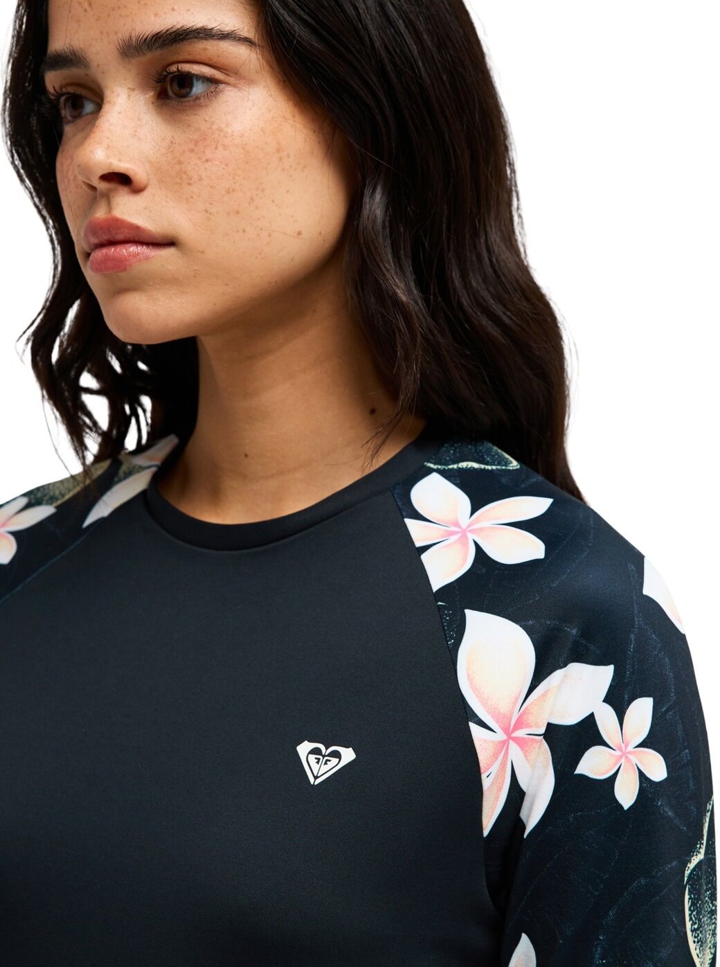 Badeanzug ROXY "Ls Lycra", Damen, Gr. M, bunt (anthrazit hibiscus real s), Polyester, Badeanzüge Badeanzug