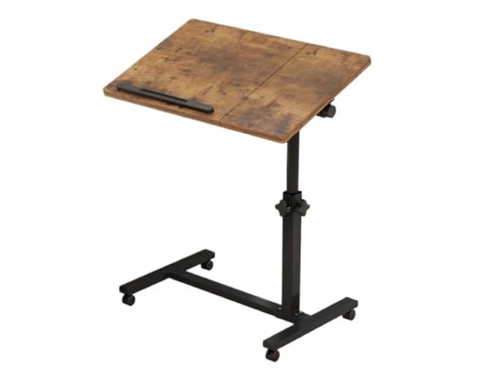 GTOULHH Überbetttisch Verstellbarer Beistelltisch, Abnehmbarer, Kippbarer Desktop, Mobiler Stehpult, Überbett, Nachttisch Mit Rädern Sofa Beistelltisch für Zuhause(Brown)