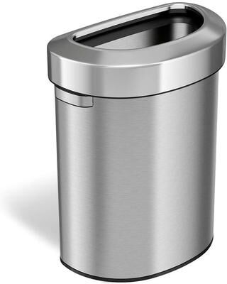 iTouchless 18 Gal Semi-Round Stainless Steel Open Top Trash Can