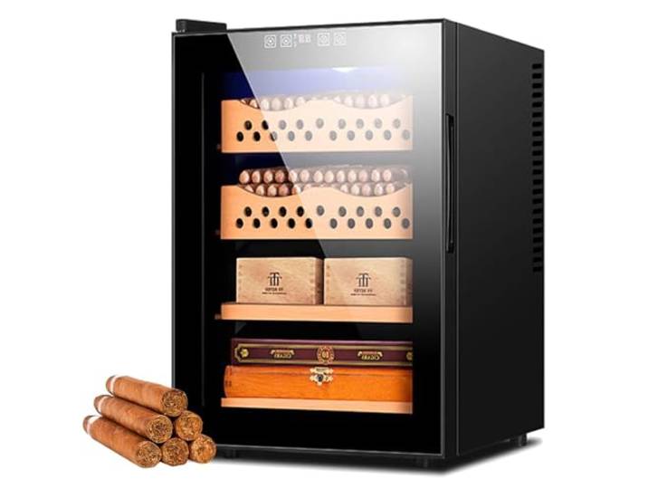 50-L-Zigarren-Humidor-Schrank Mit KüHlung (Kann 200–300 Zigarren Aufbewahren) – Regale Aus Zedernholz, Intelligente Konstante Temperatur, Heizungs-/Feuchtigkeitskontrollsystem