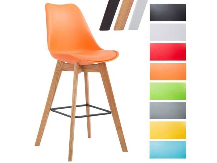 Tabouret de bar - CLP - Metz - Bois de chêne - Assise en plastique - Design moderne