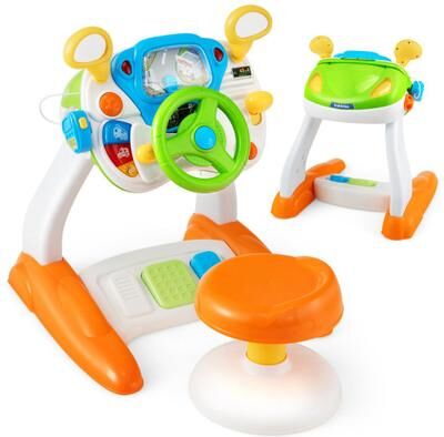 Costway Kids Steering Wheel Pretend Play Toy Set with Lights and Sounds