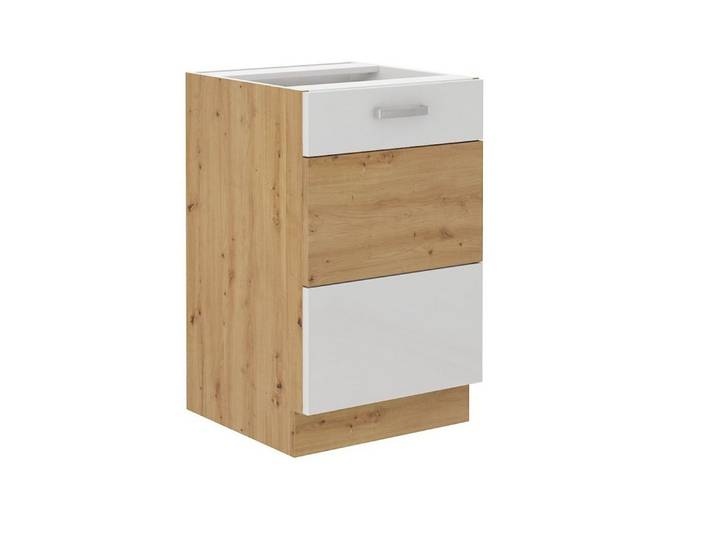 Küchen-Preisbombe Spülenschrank 50 cm Eiche Artisan + Weiß Hochglanz Küchenzeile Küchenblock Küche