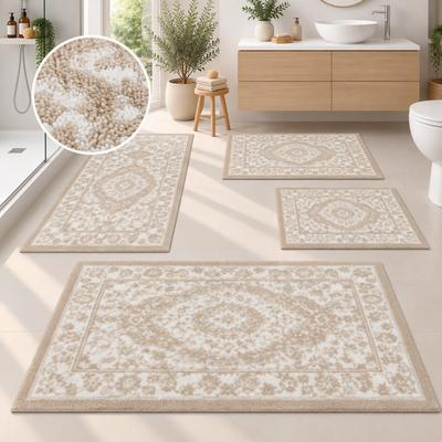Badematte OTTO HOME "Oriental, Badvorleger, Badezimmer Teppich, Duschvorleger", beige, H:18mm, Polyester, Badematten, Badematte, Badteppich, Orient-Optik