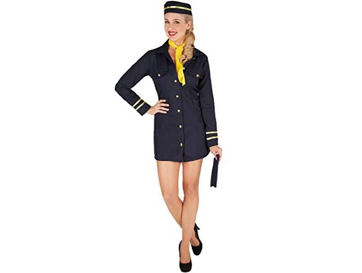 TecTake dressforfun dameskostuum Stewardess uniform incl. Stewardessen-hoed en bijpassende halsdoek