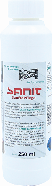 Sanit Sanftpflege 3371 Spezialreiniger für hochwertige Armaturen, 250 ml, Flasche