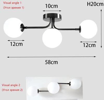 Uplifted Goods Modern Acrylic Ball Ceiling Light Fixture For Bedroom Corridor And Home Decor black Triple Lamp neutral Light