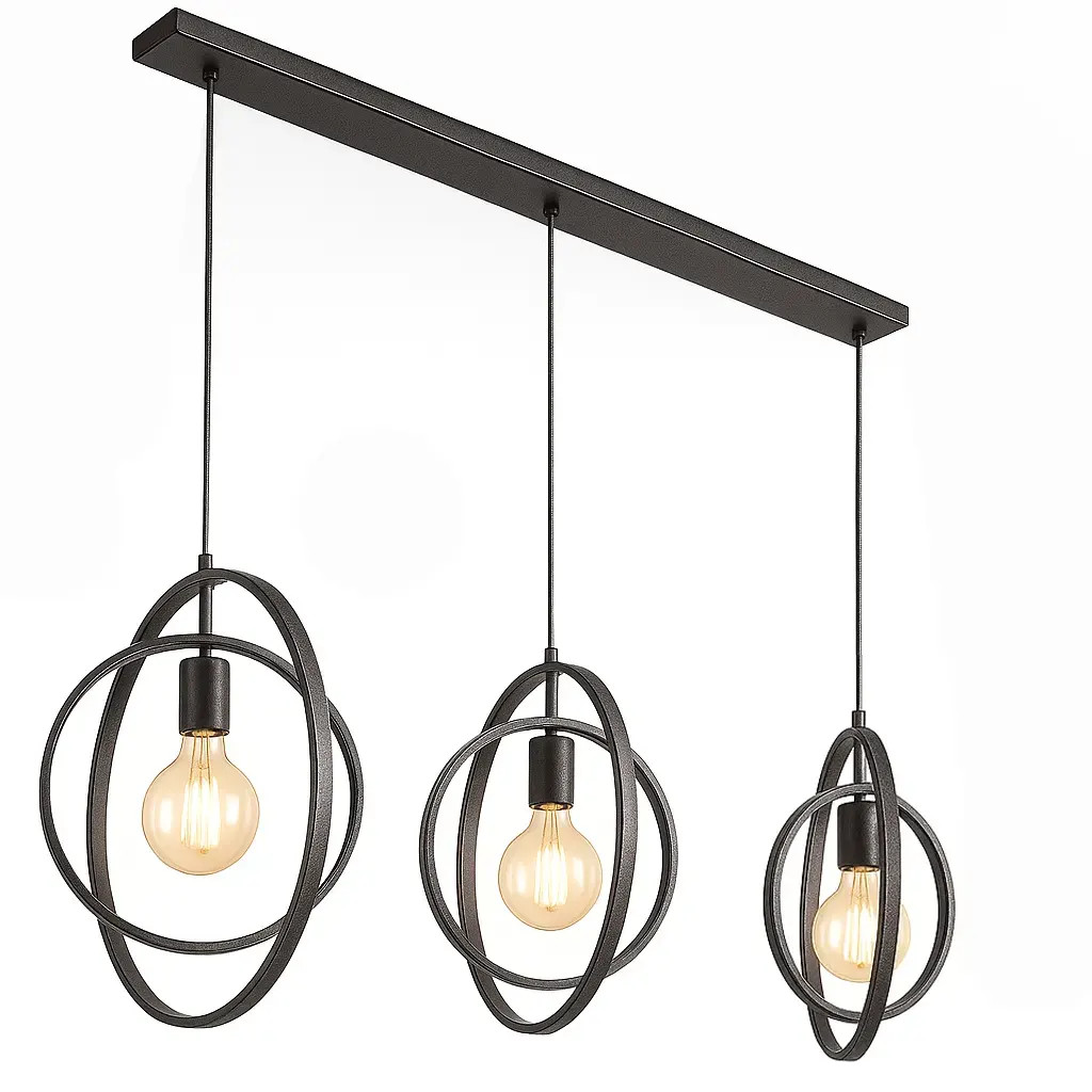 Ylumen Hanglamp Turn around LED Ring 3 Licht Mat Zwart L 130 cm