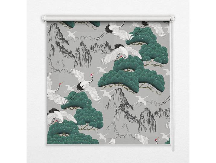 Tulup Innenrollo - Fensterrollo - Rollo - 90x140 cm - Abfahrende Kräne, Grau, Kunststoff, Rechteckig, 90x140x0.5 cm, Heimtextilien, Vorhänge, Rollos