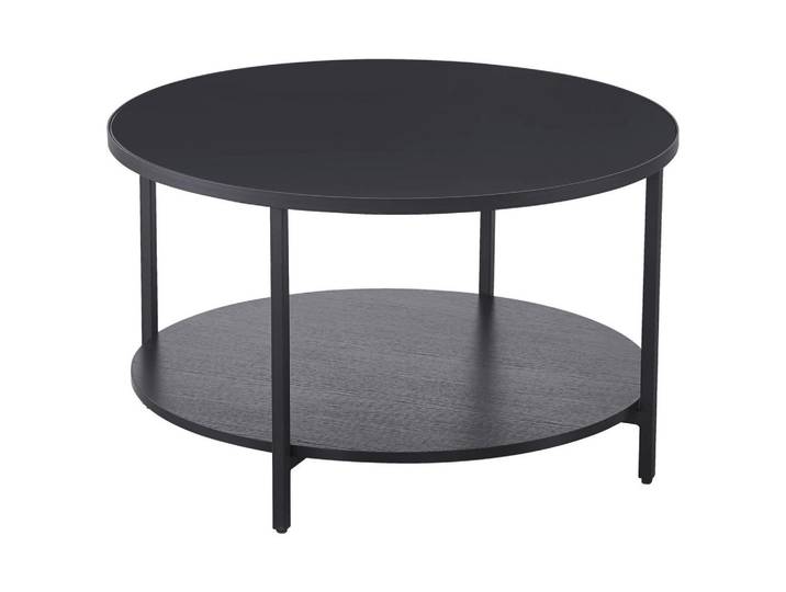 Carryhome Couchtisch, Schwarz, Metall, Glas, rund, Flachrohr, 75x45x75 cm, einfacher Aufbau, Wohnzimmer, Wohnzimmertische, Couchtische, Couchtische Glas