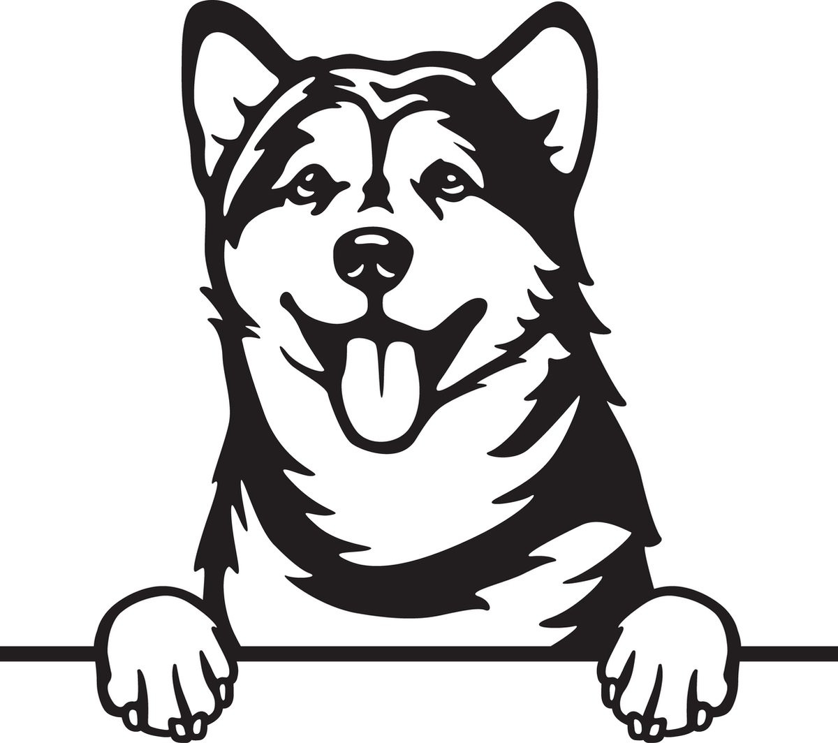 Alaska Malamute hond decoratie groot - zwart hout illustratie