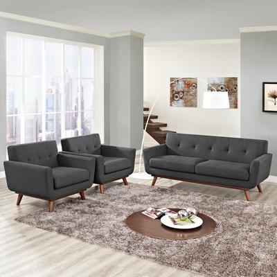 Modway Engage Mid Century 3-piece Armchairs and Loveseat Set