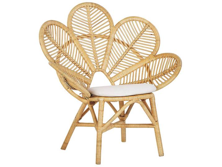 RATTANSTUHL natürlich Auflage beige Pfauform Florentine