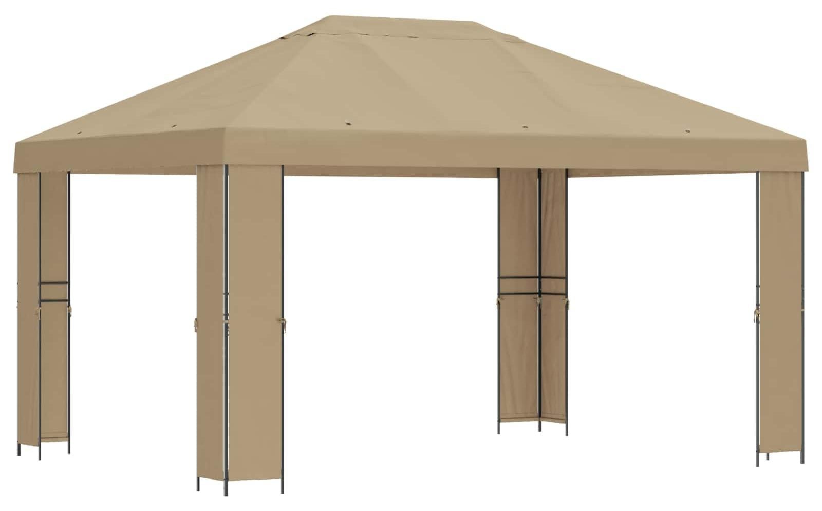 vidaXL Pavillon beige van polyester en staal, 4 x 3 meter